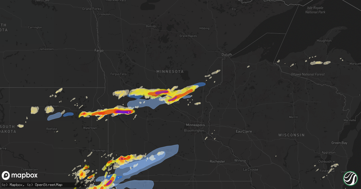 Hail map on August 28, 2021
