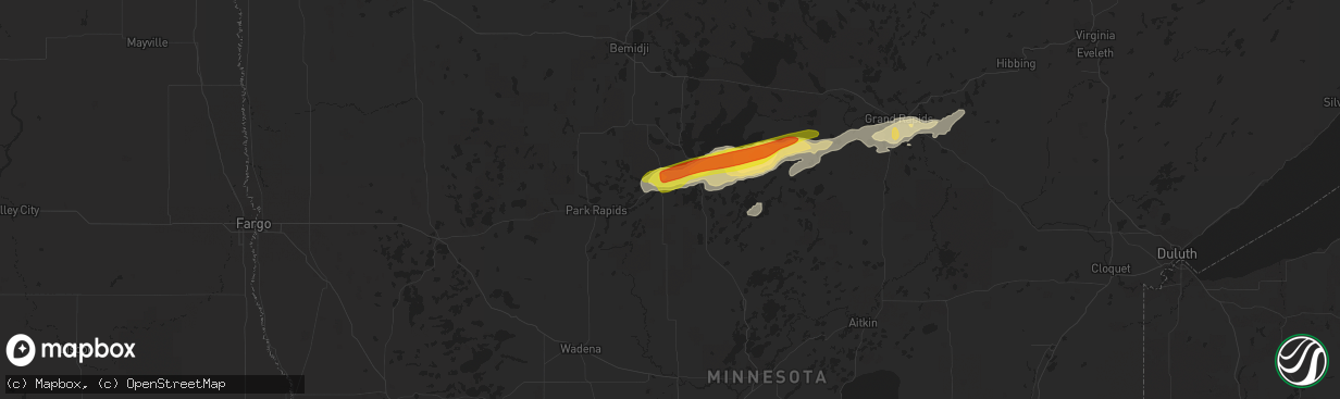 Hail map in Akeley, MN on August 28, 2022