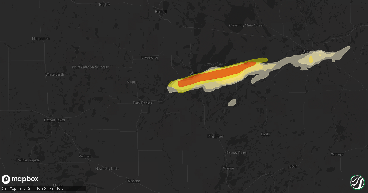 Hail map in Akeley, MN on August 28, 2022