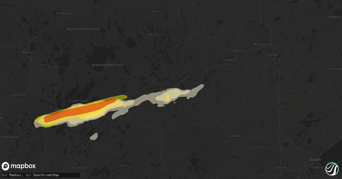 Hail map in Grand Rapids, MN on August 28, 2022