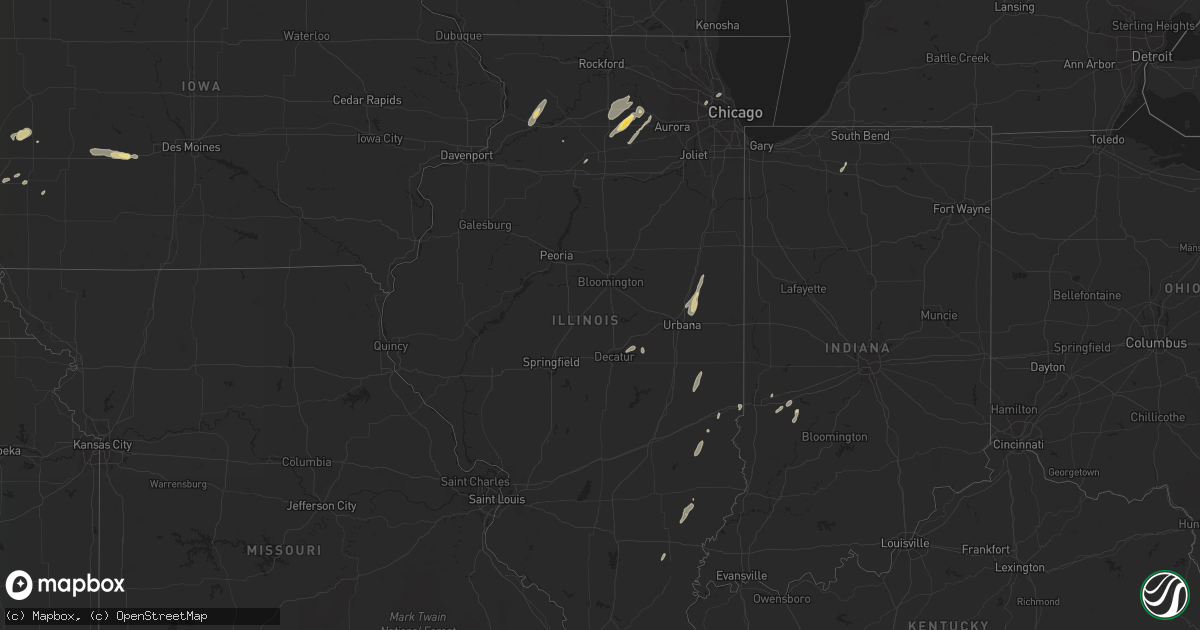 Hail map in Illinois on August 28, 2022