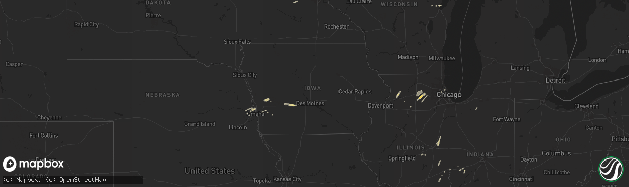 Hail map in Iowa on August 28, 2022