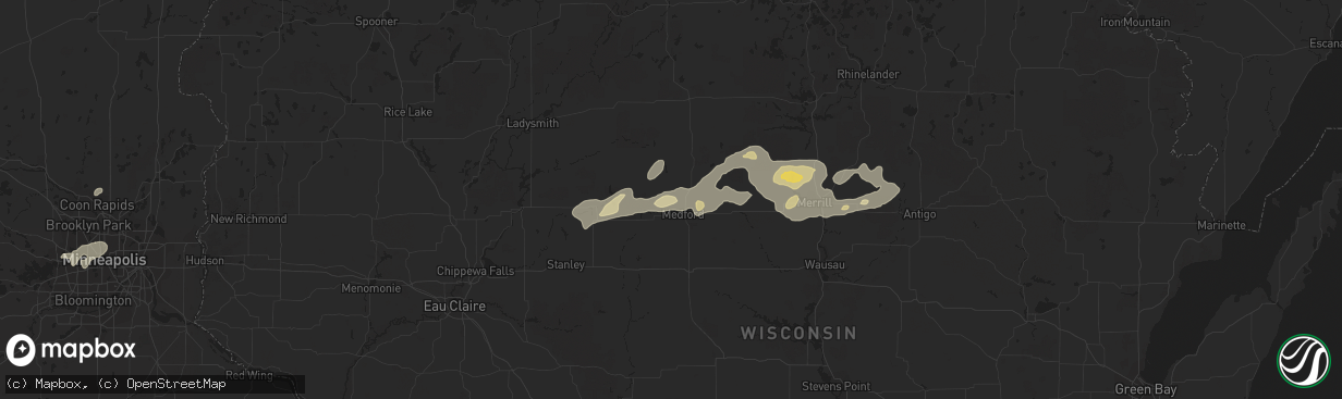Hail map in Medford, WI on August 28, 2022