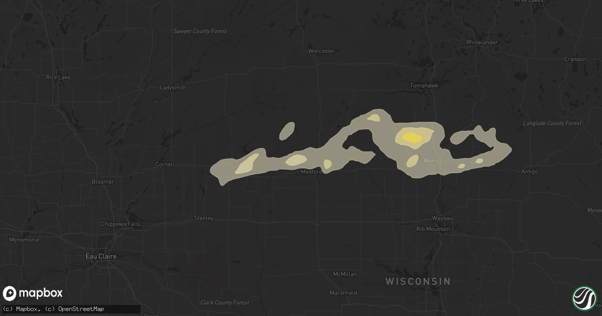 Hail map in Medford, WI on August 28, 2022