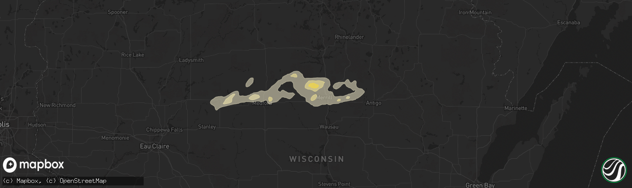 Hail map in Merrill, WI on August 28, 2022