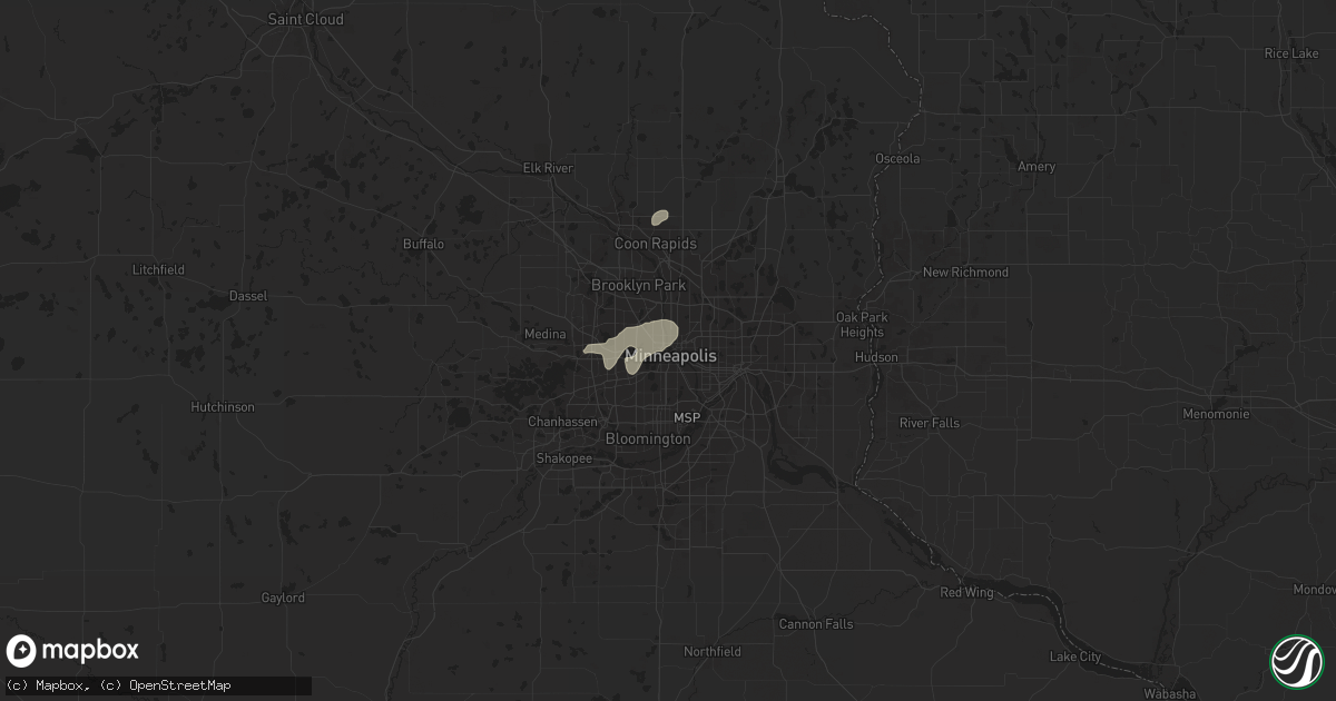 Hail map in Minneapolis, MN on August 28, 2022