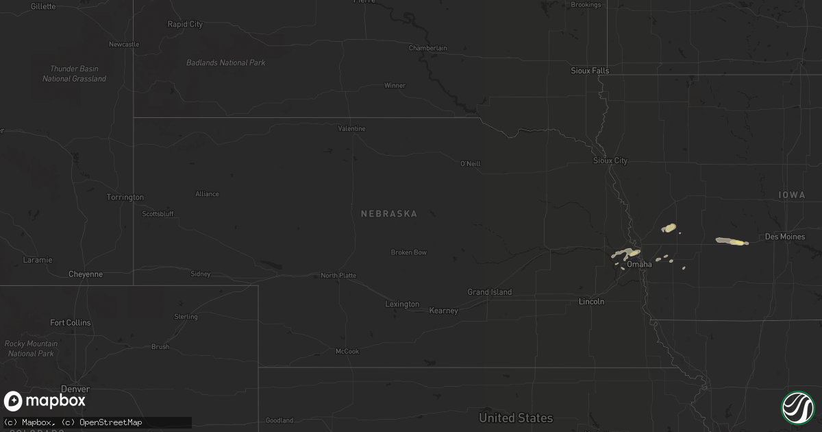 Hail map in Nebraska on August 28, 2022