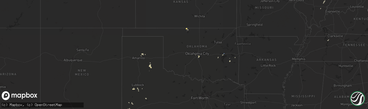 Hail map in Oklahoma on August 28, 2022