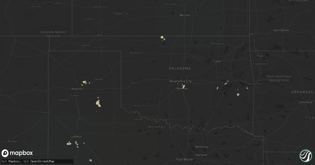 Hail map in Oklahoma on August 28, 2022