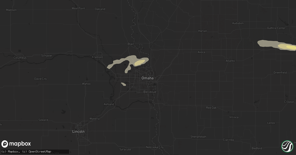 Hail map in Omaha, NE on August 28, 2022