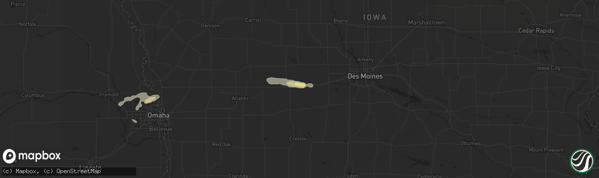 Hail map in Stuart, IA on August 28, 2022