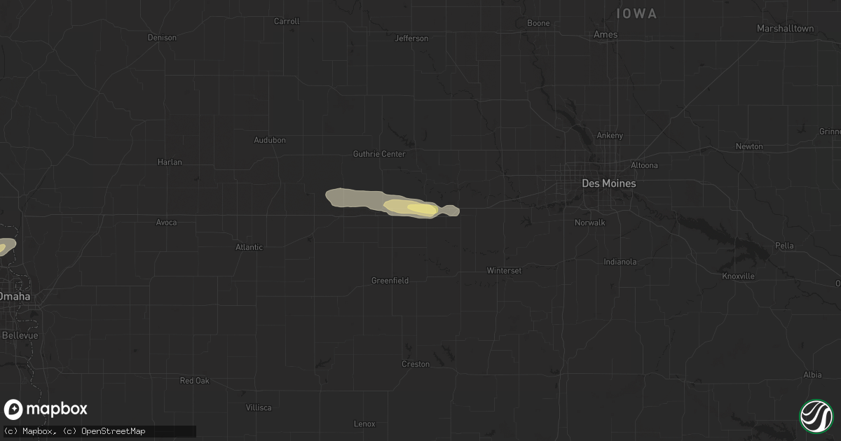 Hail map in Stuart, IA on August 28, 2022