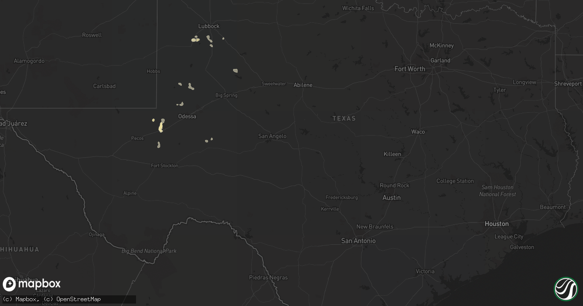 Hail map in Texas on August 28, 2022