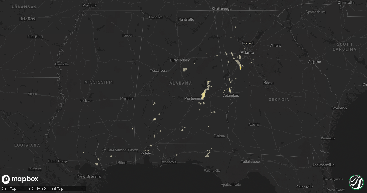 Hail map in Alabama on August 28, 2023