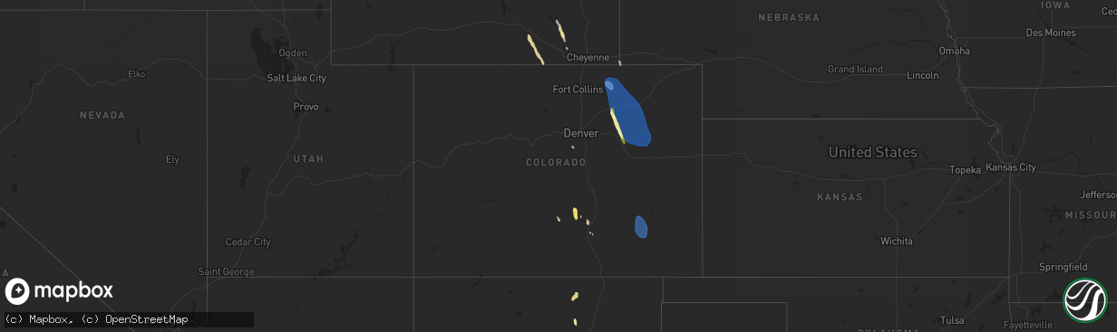Hail map in Colorado on August 28, 2023