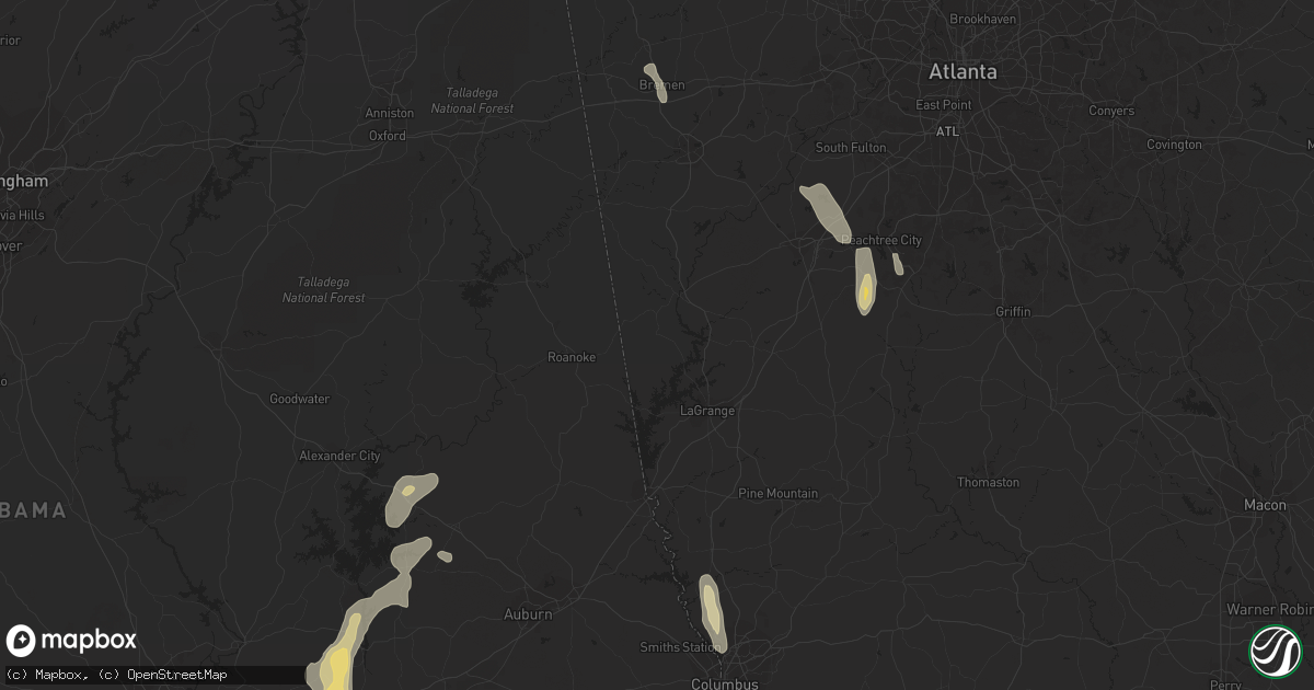 Hail map in Dadeville, AL on August 28, 2023