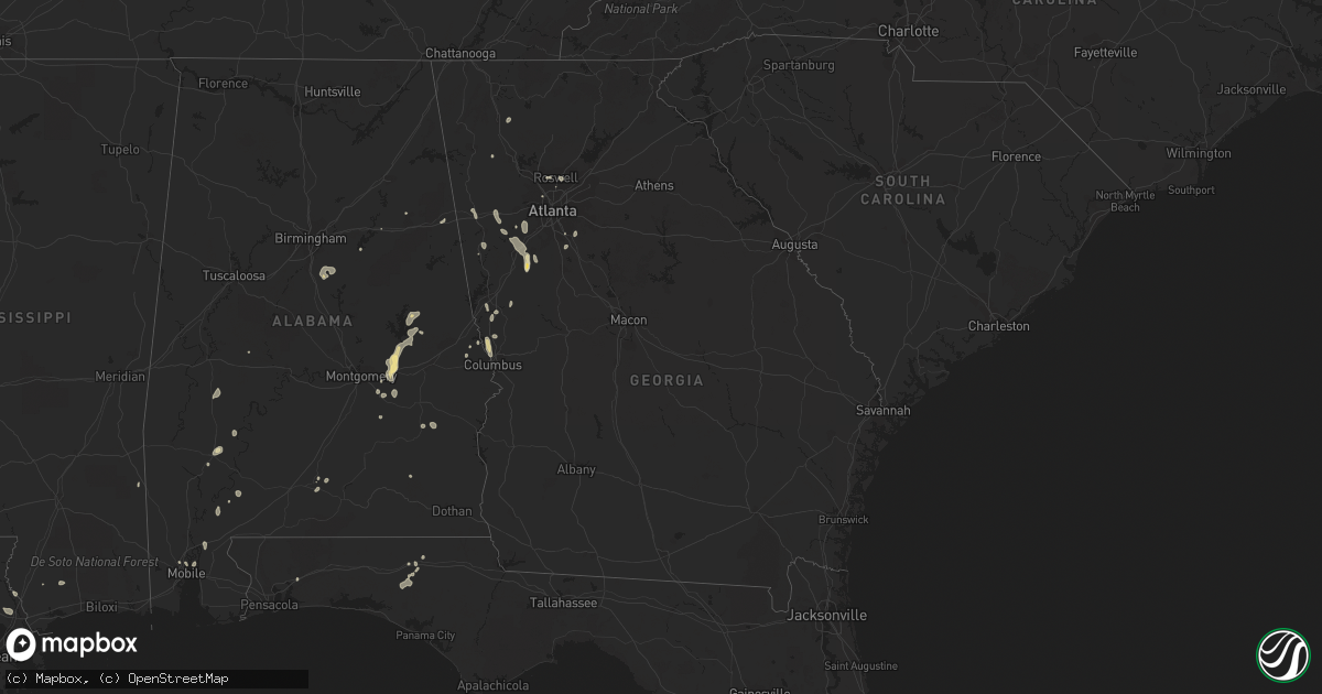 Hail map in Georgia on August 28, 2023