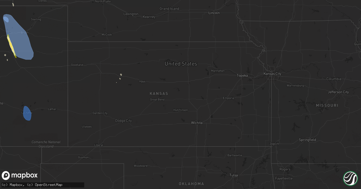 Hail map in Kansas on August 28, 2023