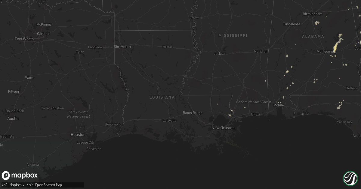 Hail map in Louisiana on August 28, 2023