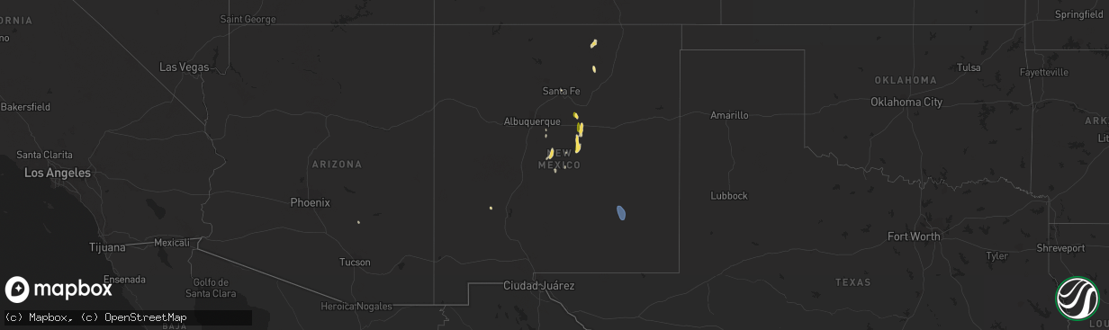 Hail map in New Mexico on August 28, 2023