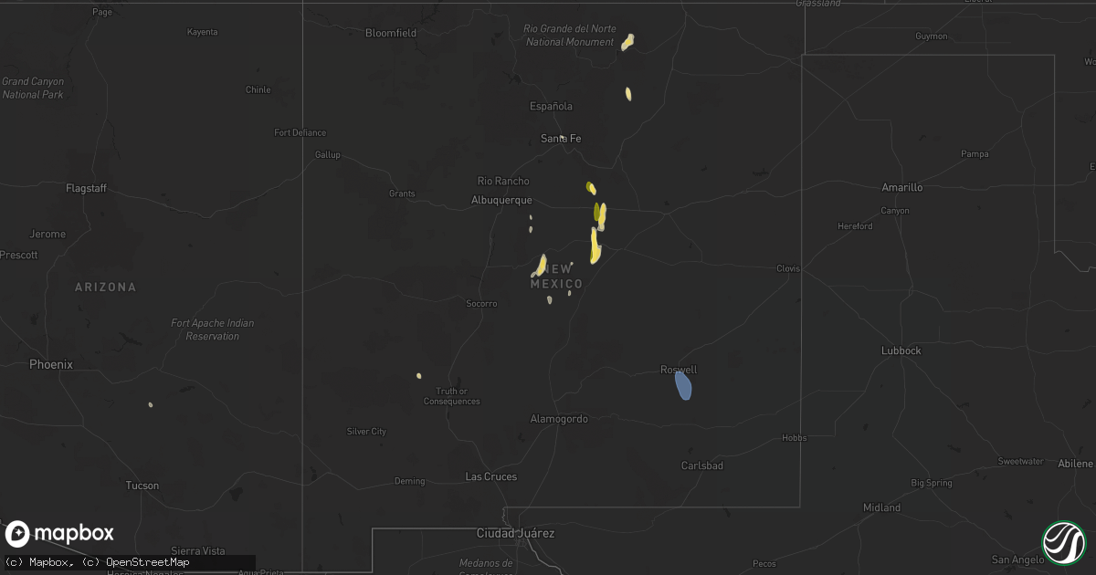 Hail map in New Mexico on August 28, 2023