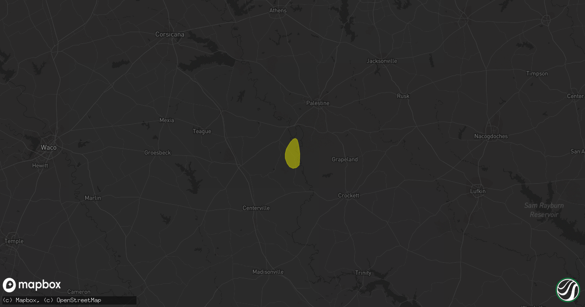 Hail map in Oakwood, TX on August 28, 2023