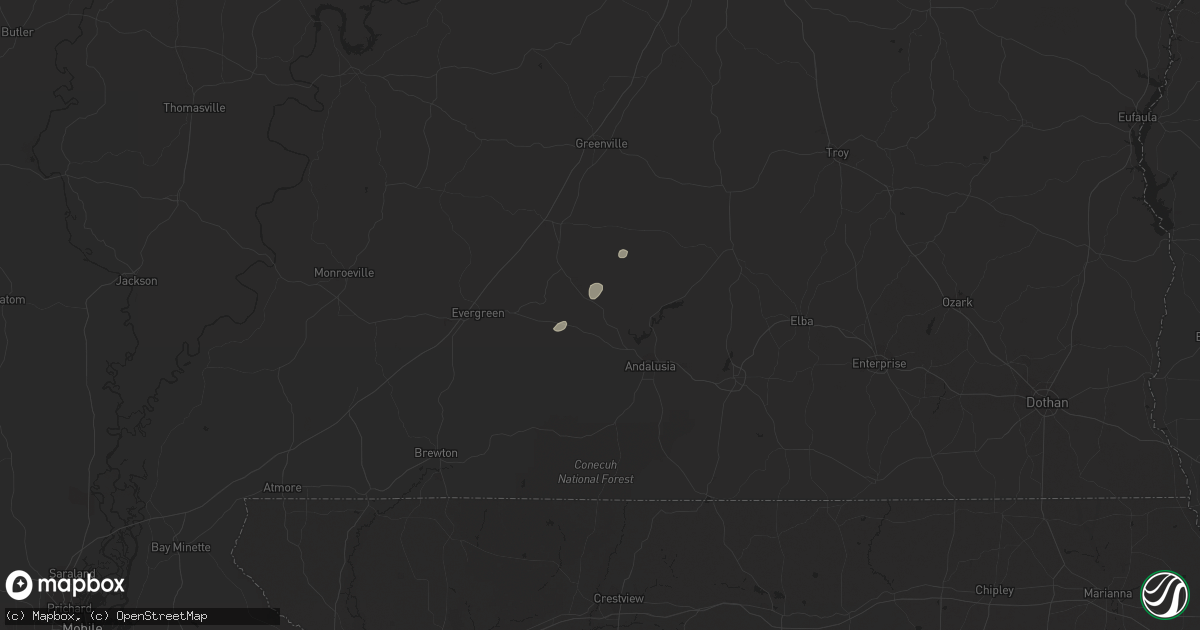 Hail map in Red Level, AL on August 28, 2023