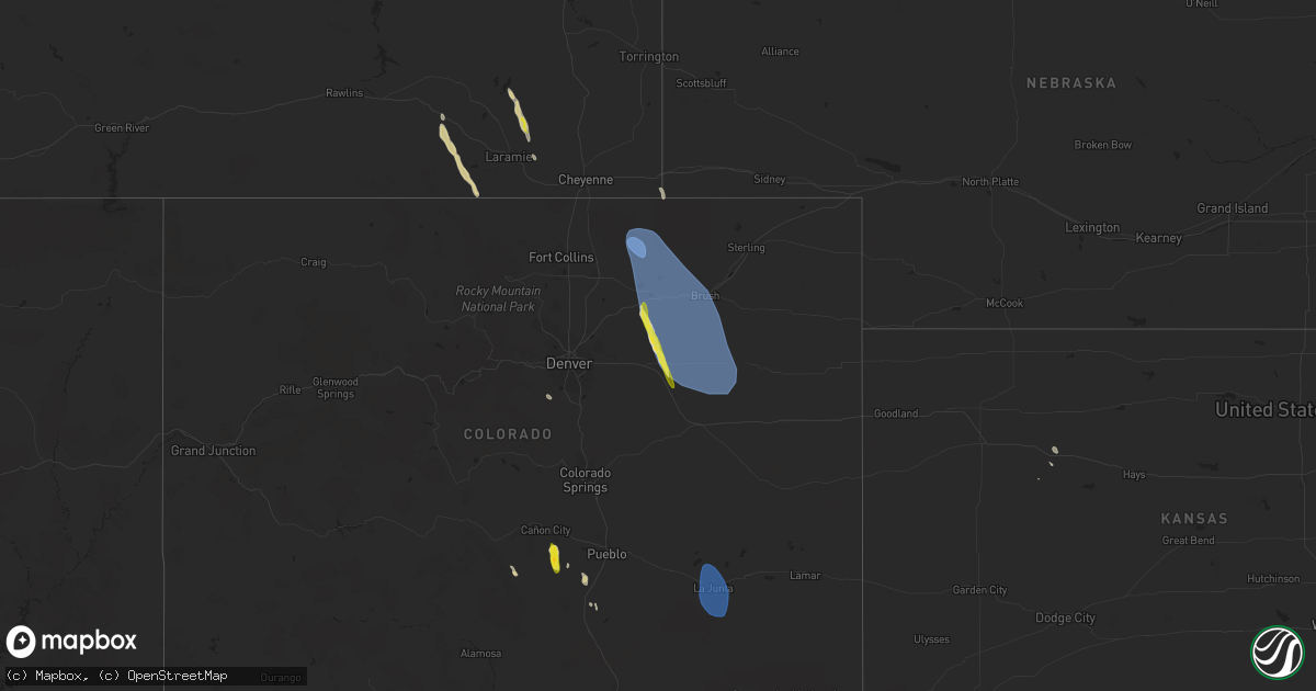 Hail map on August 28, 2023