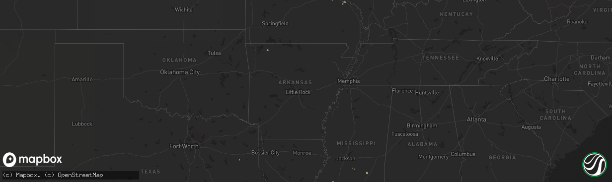 Hail map in Arkansas on August 28, 2024