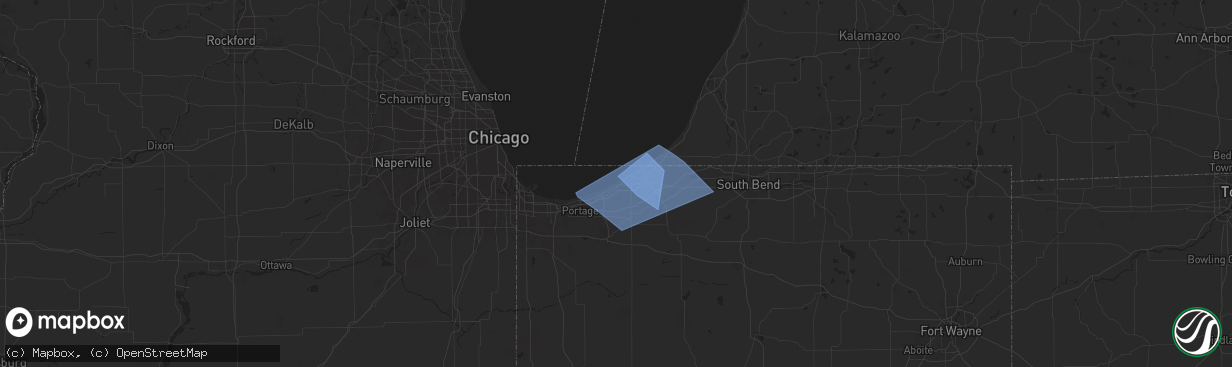 Hail map in Beverly Shores, IN on August 28, 2024