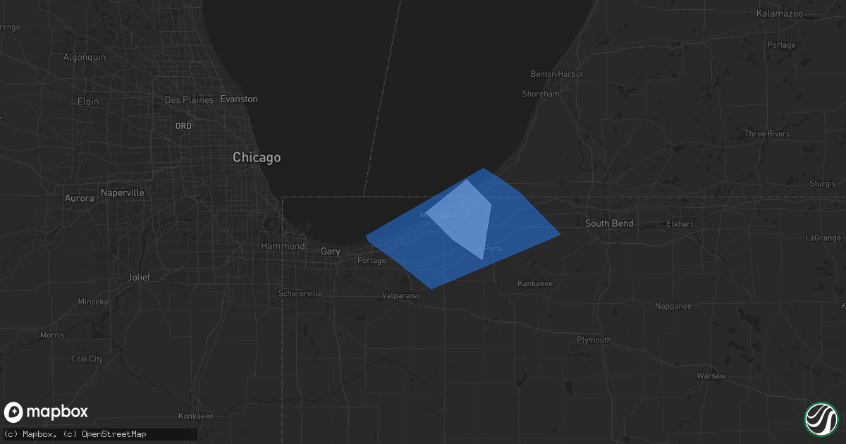Hail map in Beverly Shores, IN on August 28, 2024