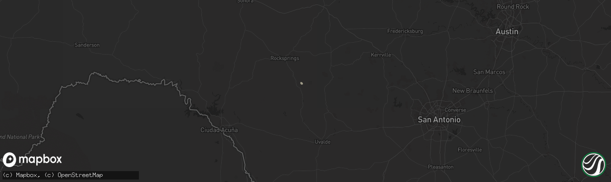 Hail map in Camp Wood, TX on August 28, 2024