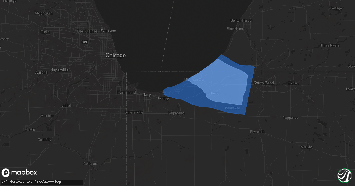 Hail map in Chesterton, IN on August 28, 2024