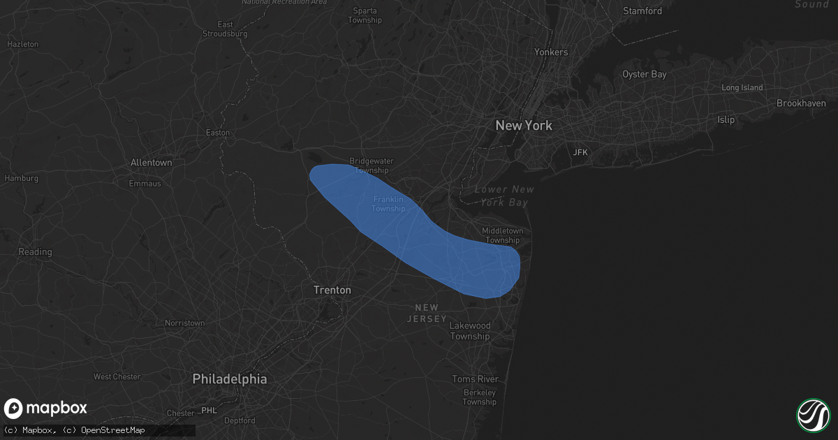 Hail map in East Brunswick, NJ on August 28, 2024