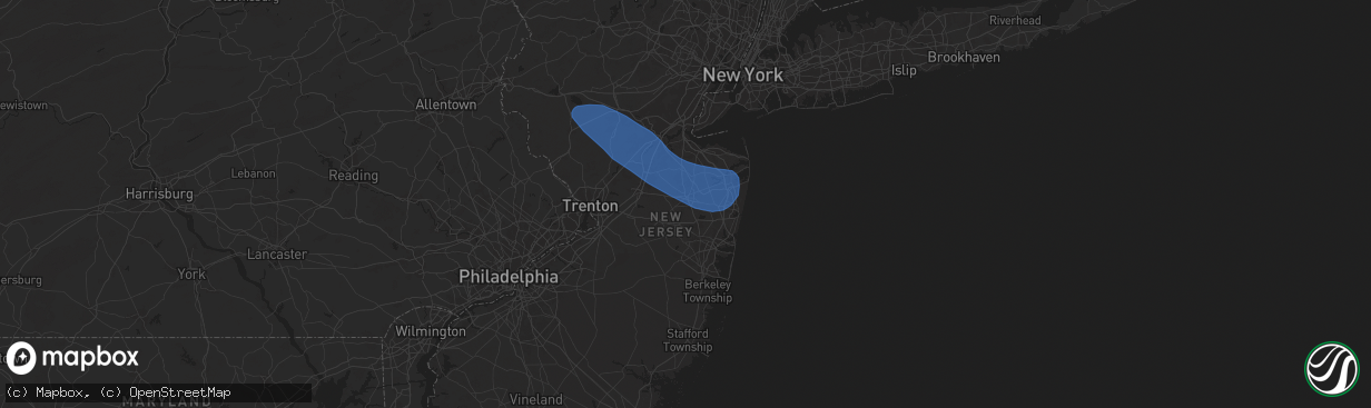 Hail map in Freehold, NJ on August 28, 2024