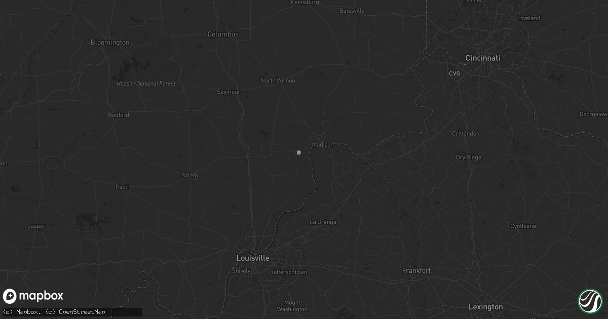 Hail map in Hanover, IN on August 28, 2024