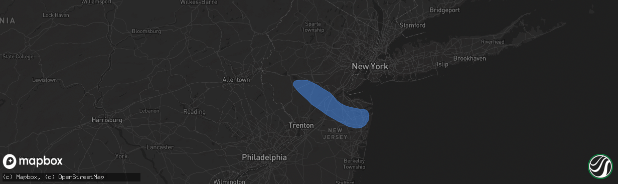 Hail map in Hillsborough, NJ on August 28, 2024