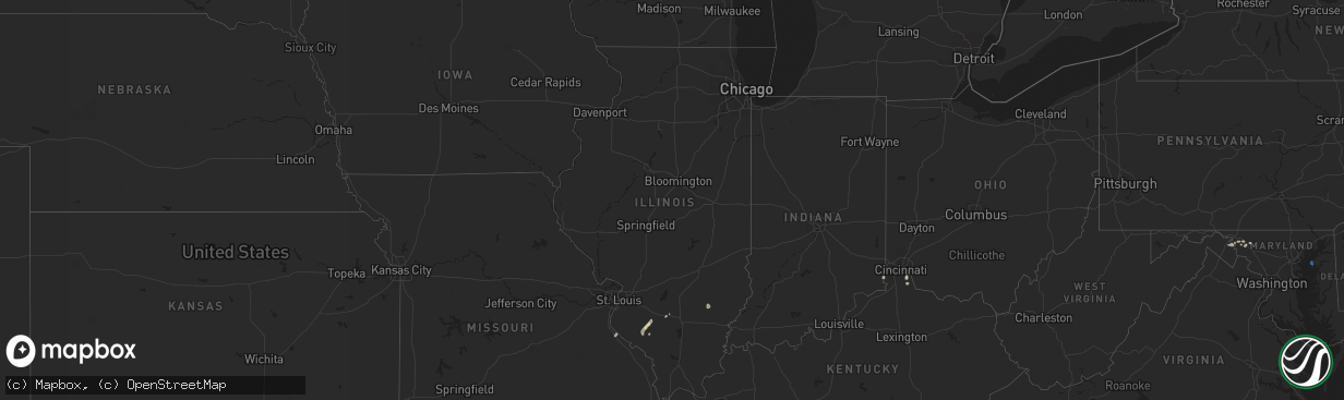 Hail map in Illinois on August 28, 2024