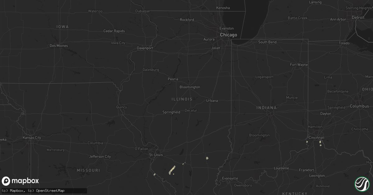 Hail map in Illinois on August 28, 2024