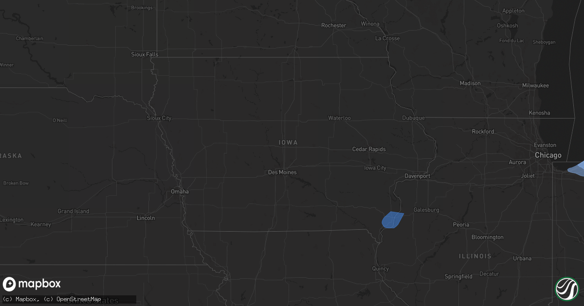 Hail map in Iowa on August 28, 2024