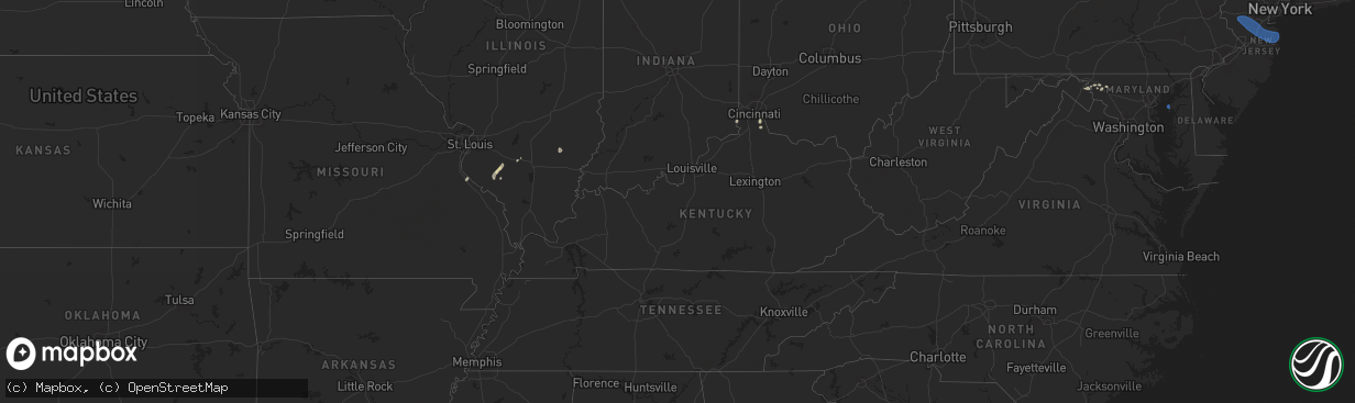 Hail map in Kentucky on August 28, 2024