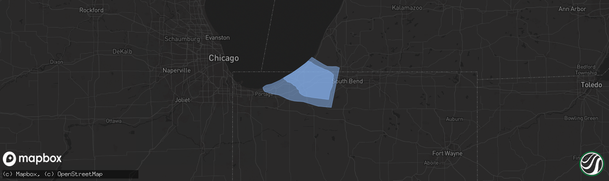 Hail map in La Porte, IN on August 28, 2024