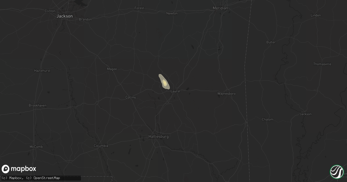 Hail map in Laurel, MS on August 28, 2024