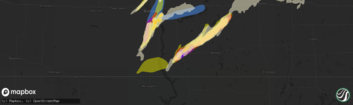 Hail map in Linton, ND on August 28, 2024