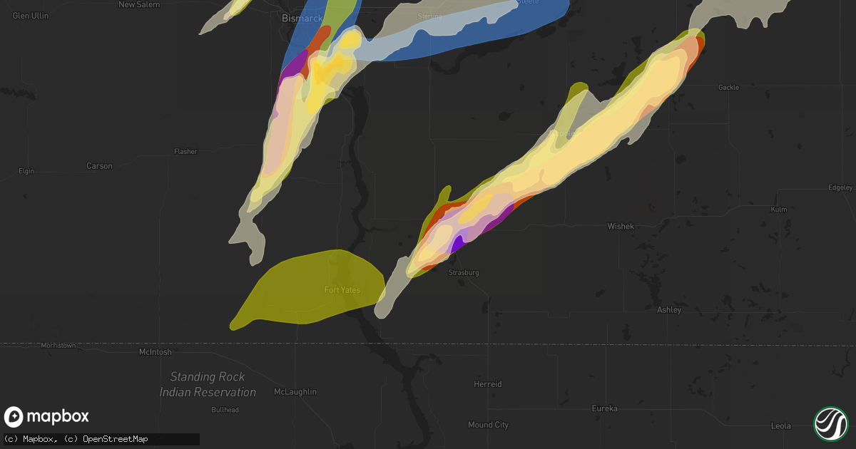 Hail map in Linton, ND on August 28, 2024