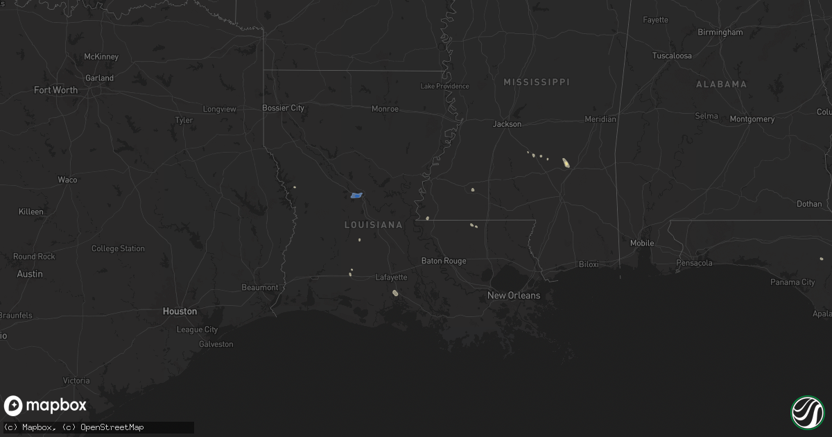 Hail map in Louisiana on August 28, 2024