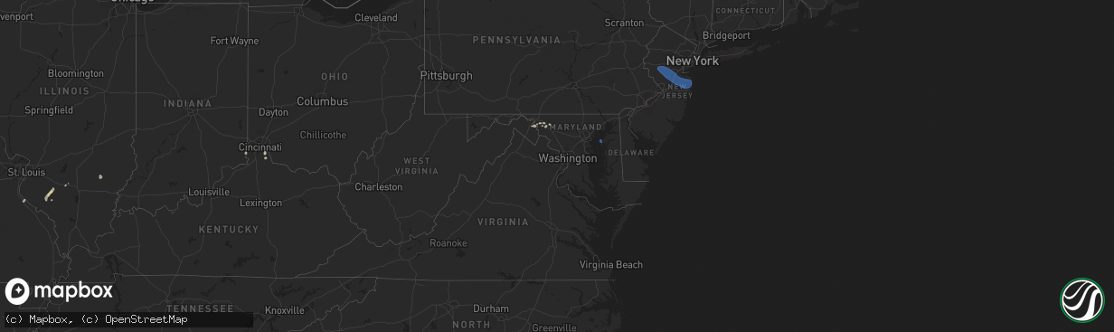 Hail map in Maryland on August 28, 2024