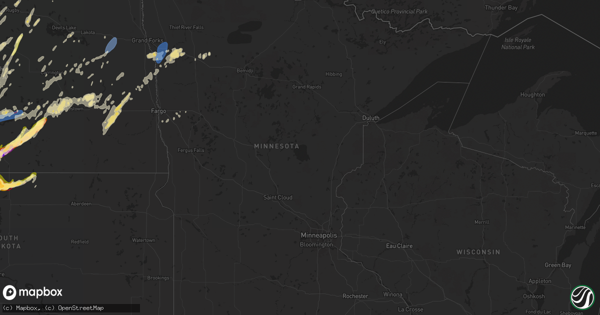 Hail map in Minnesota on August 28, 2024