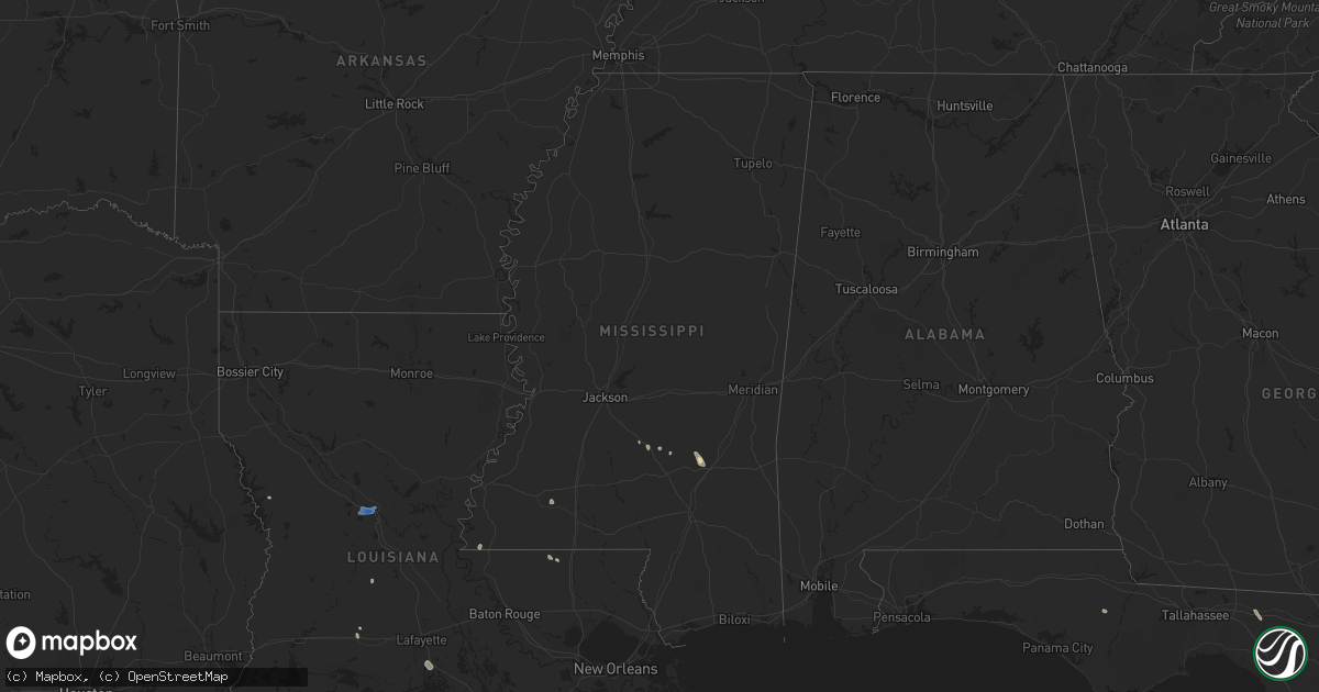 Hail map in Mississippi on August 28, 2024