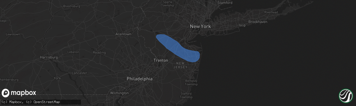 Hail map in Monroe Township, NJ on August 28, 2024